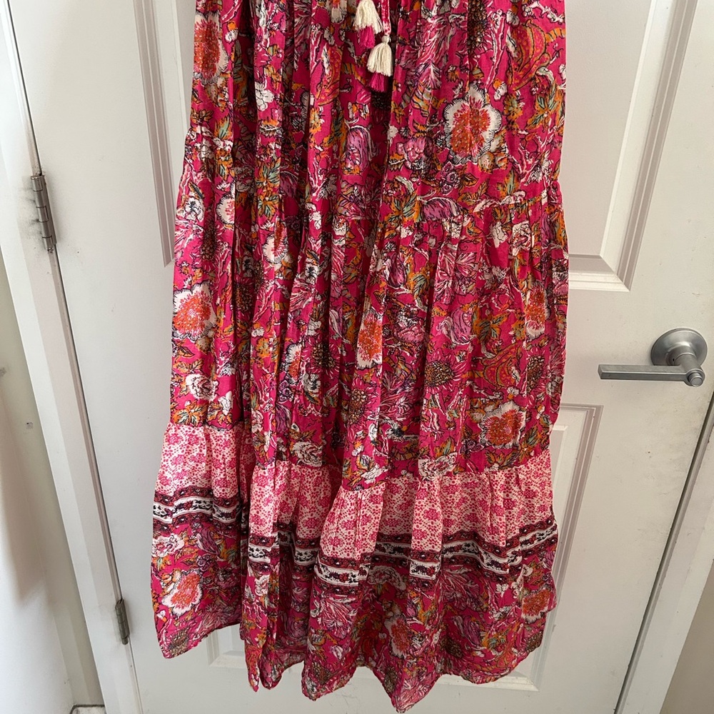 Free People Pink and Cream Floral Smocked Tank - Picture 3 of 12
